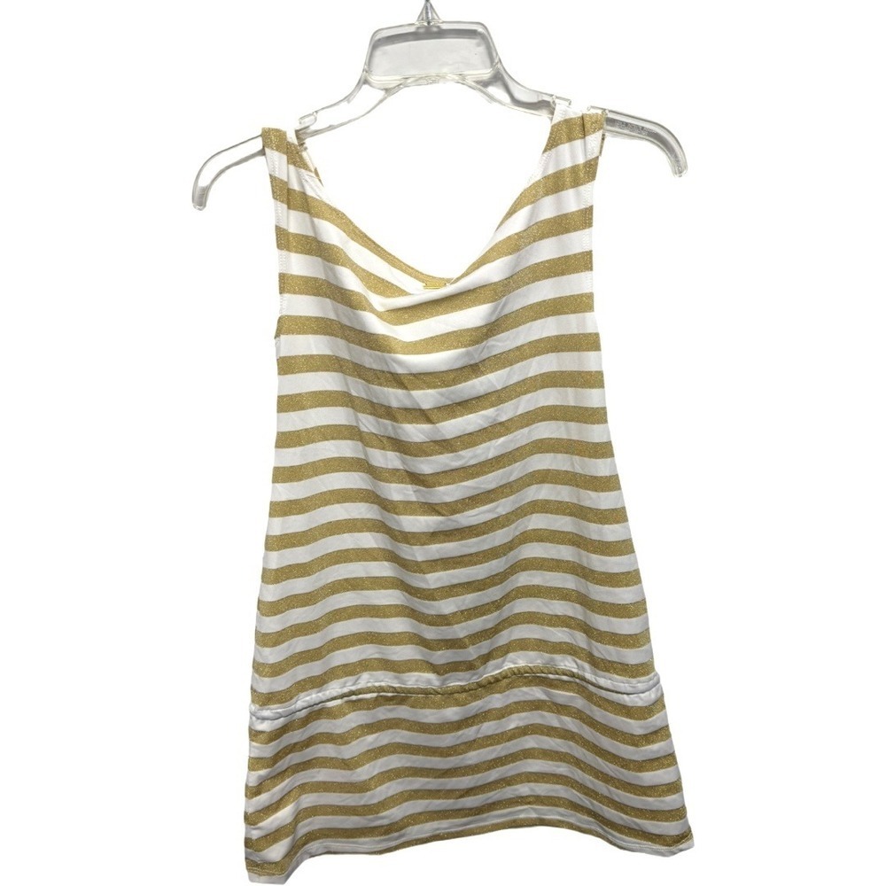 Tommy Hilfiger Gold Glitter Stripe Tank Mini Dress Size Small Summer Beach - Picture 4 of 8